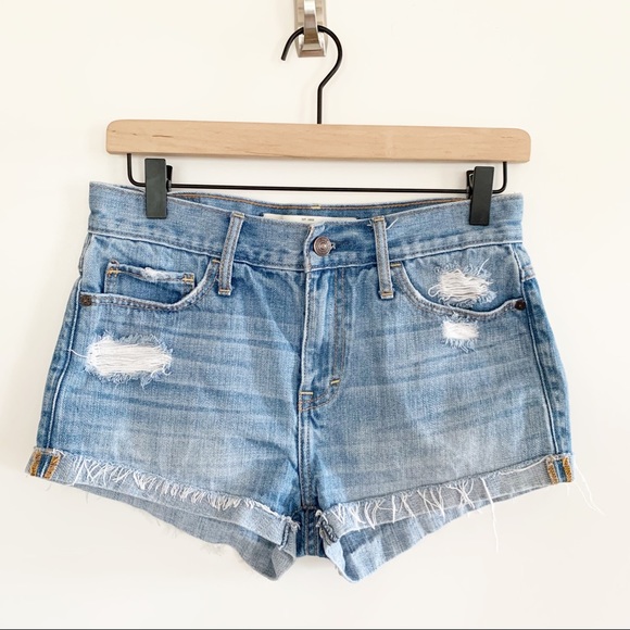 Abercrombie & Fitch Frayed Cut Off Jean Shorts, Blue, Size 26 - Picture 1 of 4